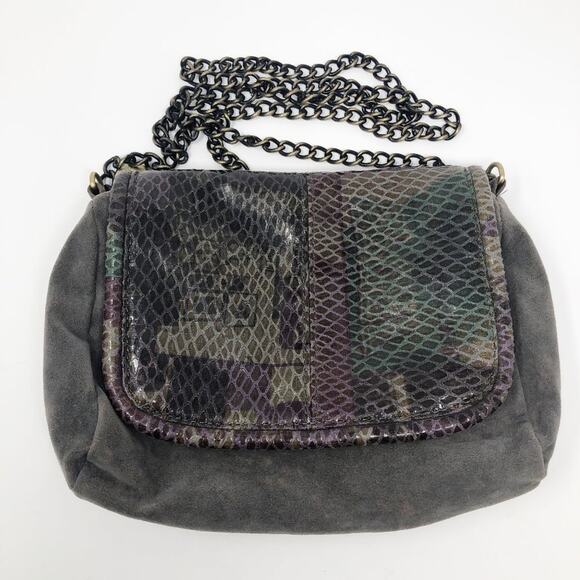 Bolma Animal Print Suede Shoulder Bag Chain Strap - Picture 1 of 6
